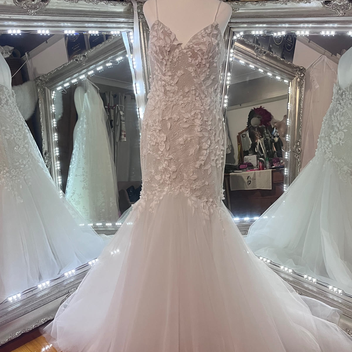 Beaded mermaid wedding gown after expert bridal alterations by Jacqui, Shoalhaven Heads